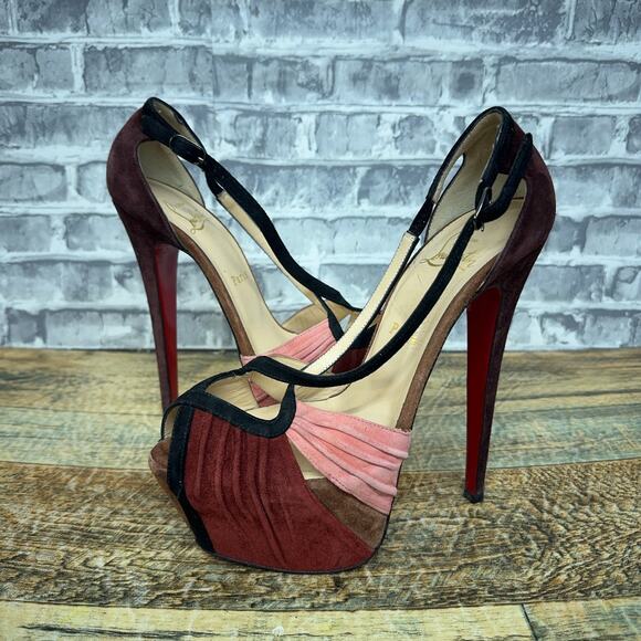 Christian Louboutin Divnoche 160 Suede Peep Toe Pumps Size 38 (US 7.5/8) - Picture 1 of 12
